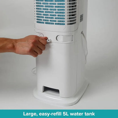 Midea SmartAir Fast Chill Tower with 5L Water Tank - Evaporative Cooling Fan - 2in1 Fan & Air Cooler - 3 Speeds & 60 Degree Oscillation - Creates a Cool Refreshing Breeze - Ideal for Hot Summer Days