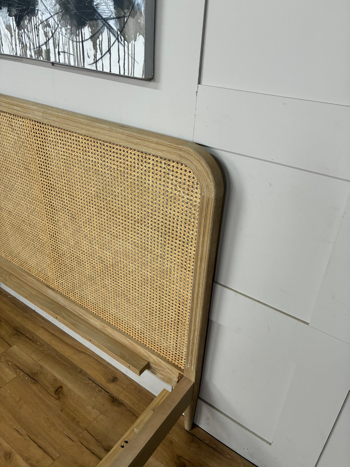 Loaf Ribbon Bed Frame in Rattan and Oak, King Size Rrp £1395