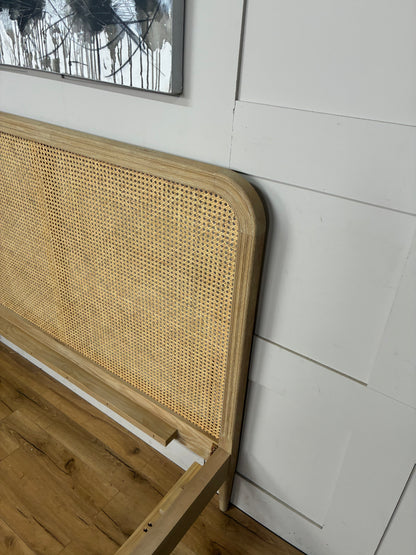 Loaf Ribbon Bed Frame in Rattan and Oak, King Size Rrp £1395