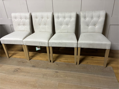 John Lewis Margo Button Back Dining Chair Brushed Tweed, Natural, Set of 4