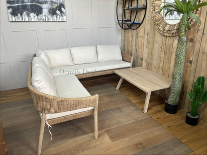 John Lewis Burford 5-Seater Woven Corner Garden Sofa & coffee Table Rrp £1390