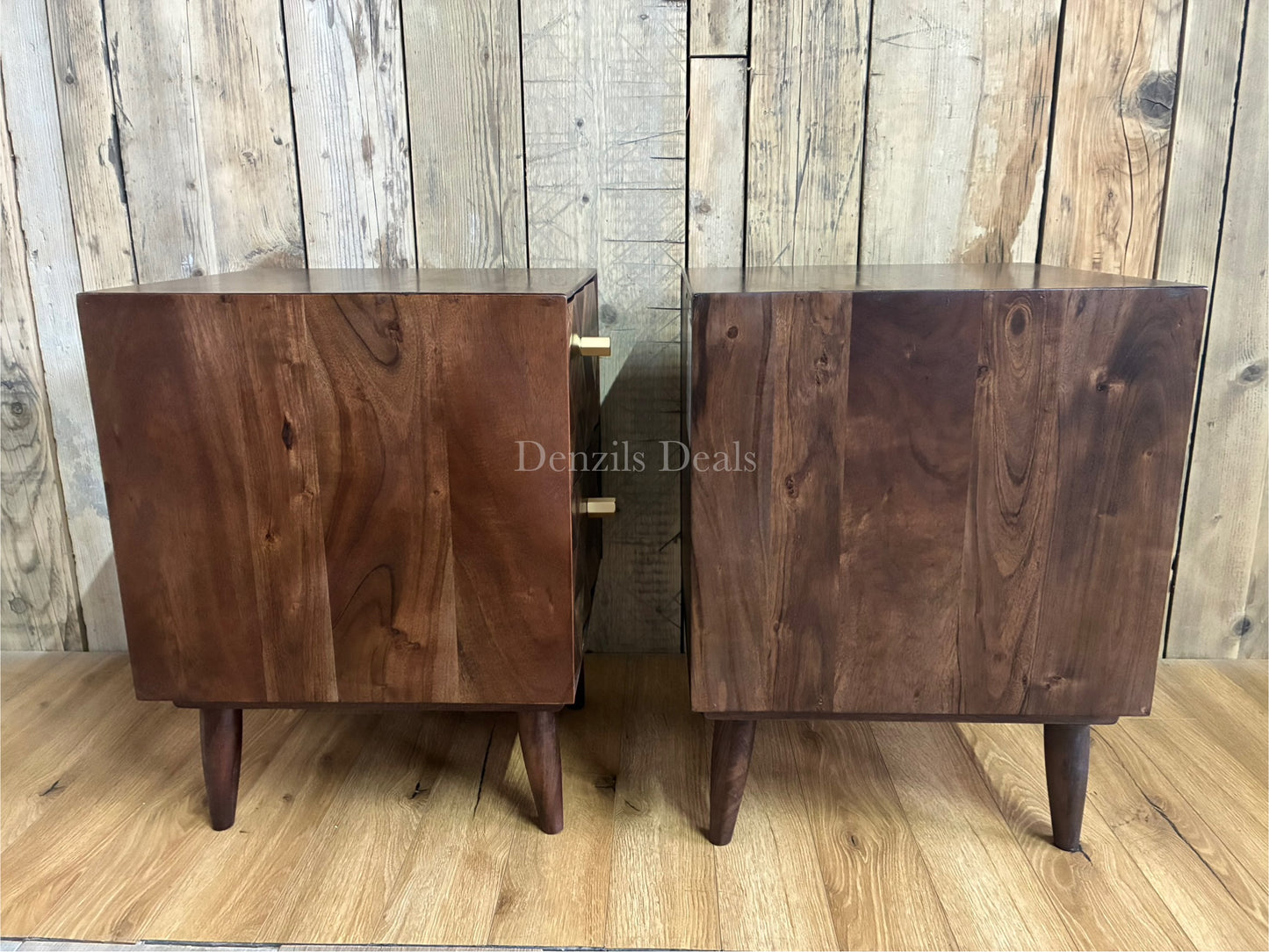 2x John Lewis  + Swoon Franklin 2 Drawer Bedside Table, Dark Brown Rrp £518