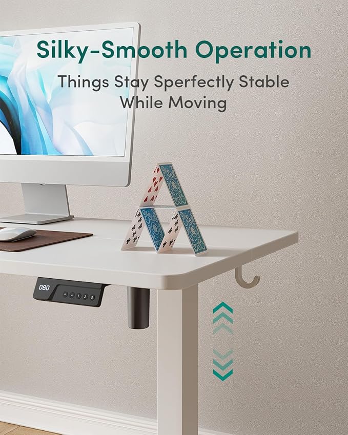 FEZIBO Electric Standing Desk 100 X 60 cm Heigh Adjustable Standing desk with digital display panel, Ergonomic Home Office Desk for sit stand Table with Splice Board & White Wood Grain Surface