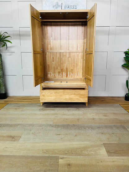 Oak Furnitureland DURHAM Natural Oak Double Wardrobe