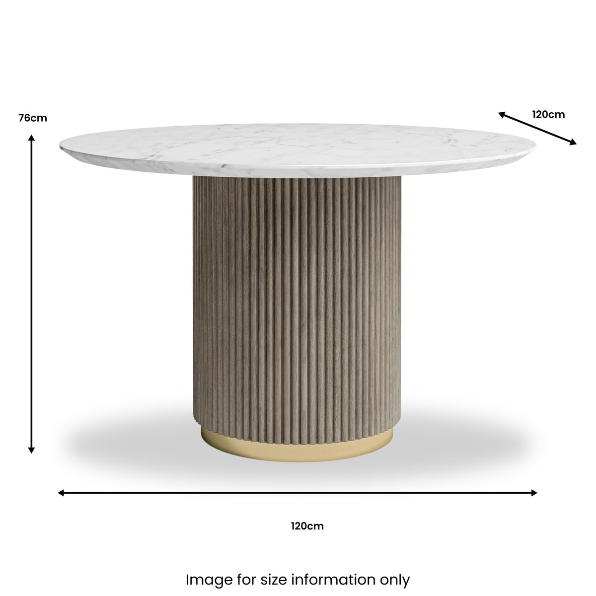 Amelie  White Marble 120cm Round Dining Table with Wave Mango Wood Base Rrp £934