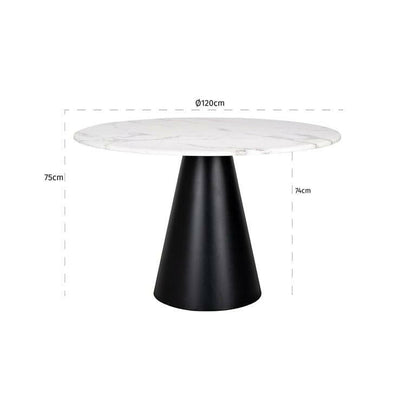 Richmond Degas Round Dining Table In Black & White - 120cm