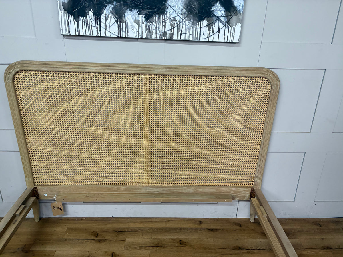Loaf Ribbon Bed Frame in Rattan and Oak, King Size Rrp £1395