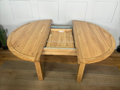 Knightsbridge 6 Seater Round Extendable Dining Table, Natural Solid Oak by oak furnitureland