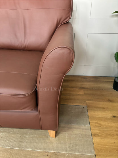 John Lewis Charlotte II Large 3 Seater Leather Sofa, Matt Chestnut R41