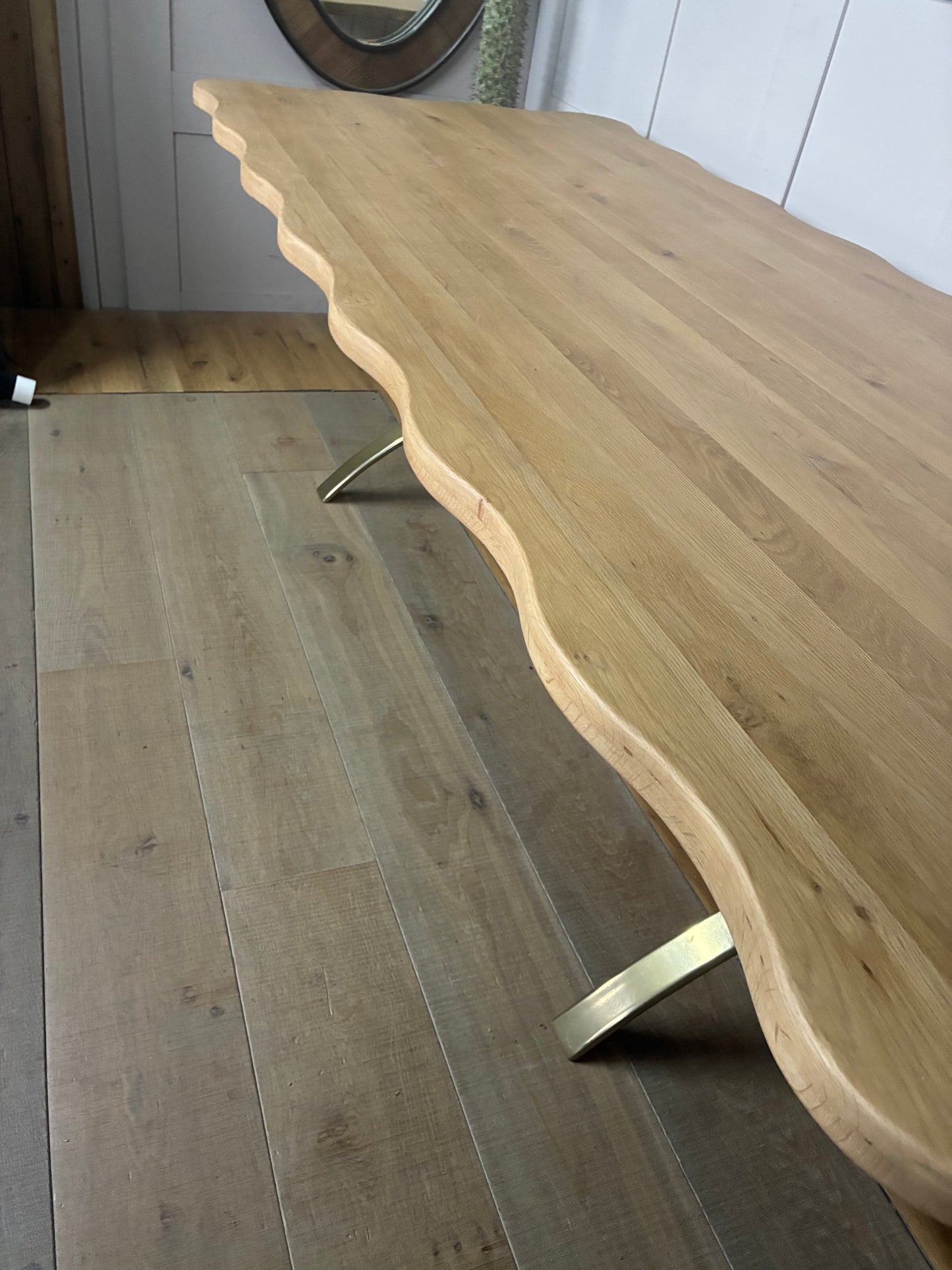 Anthropologie Caldwell Rectangular Oak Dining Table With Alternative Brass Legs R58