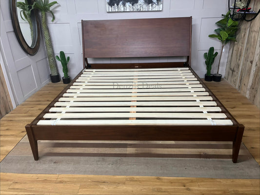 West Elm Mid Century modern Wright Super King size Bed Frame Solid Wood.