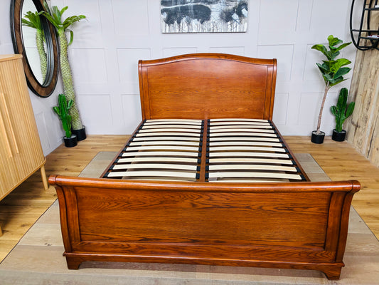 cotswold WINCHCOMBE OILED DARK OAK King Sleigh Bed