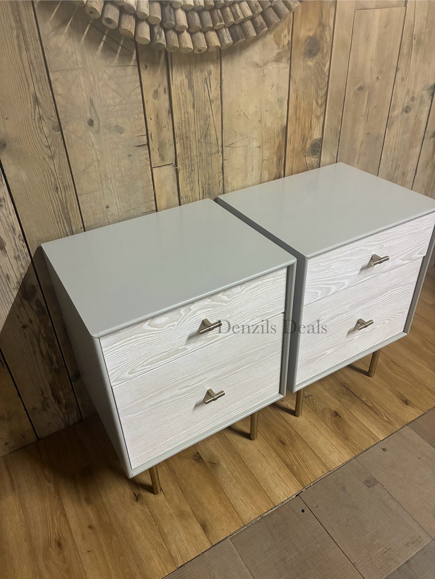 West Elm Modernist Wood & Lacquer Bedside Tables X2