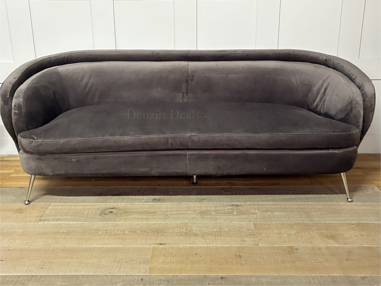 Gallery Interiors Tesoro Sofa Dark Taupe Velvet Rrp £1875 R61