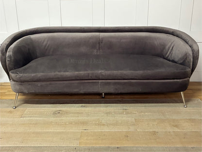 Gallery Interiors Tesoro Sofa Dark Taupe Velvet Rrp £1875 R61