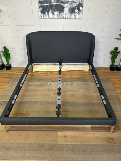 John Lewis Show-Wood Upholstered Bed Frame, King Size, Brushed Tweed Charcoal R19