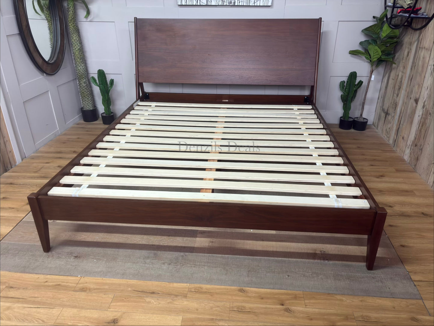 West Elm Mid Century modern Wright Super King size Bed Frame Solid Wood