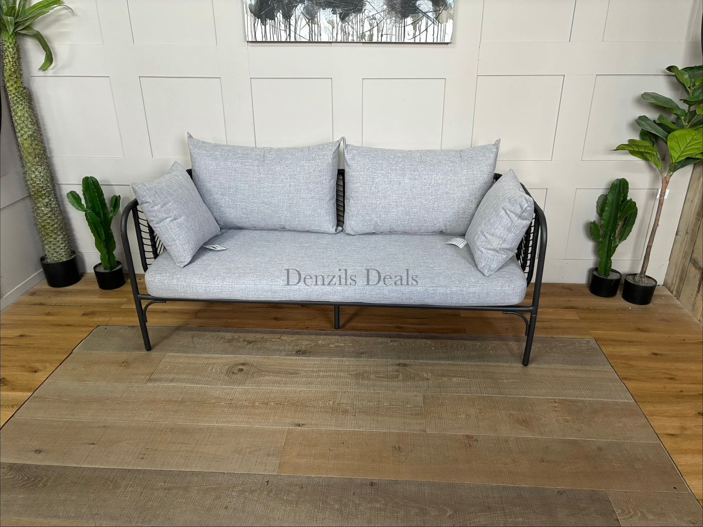 John Lewis Chevron Garden Outdoor 2 Seater Sofa Grey