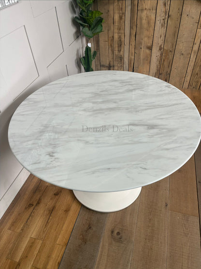 Nick Scali Round Marble Dining Table With Metal Pedestal Base Rrp £1299 R45