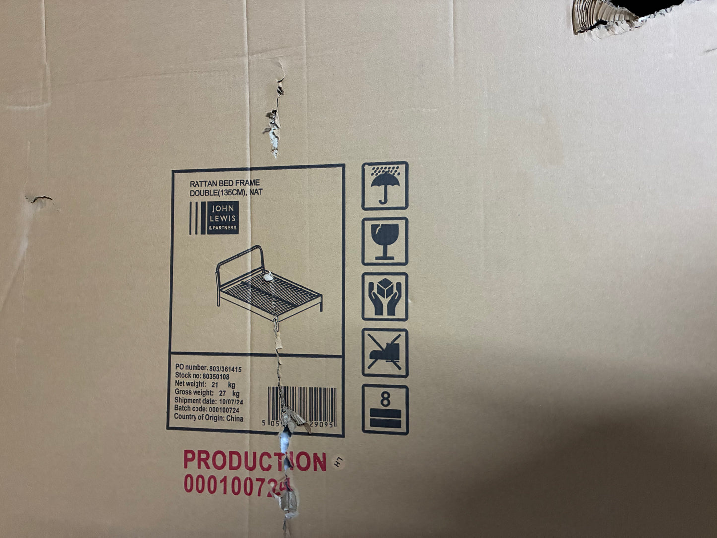 John Lewis Rattan Bed Frame, Double Rrp £629