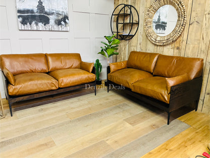 Bradlee 2.5 Seater Leather/oak Sofas Rrp £5000