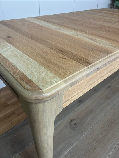 NEWTON Light Natural Solid Oak 6-8 Seater Extendable Dining Table Rrp £869