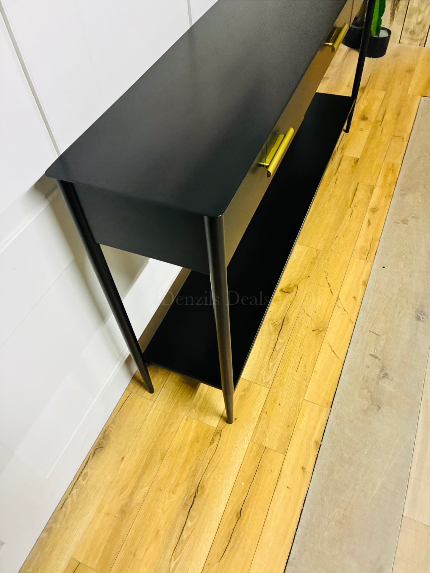 West Elm black metalwork console with 3 drawers 156.7cm Wide. Rrp £1029