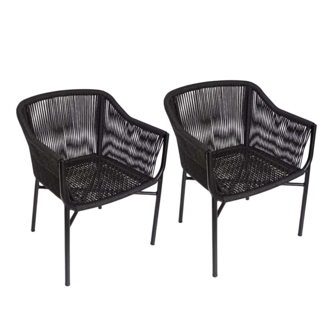 BOGART ROPE CARVER BLACK PAIR OF CHAIRS, set of 2