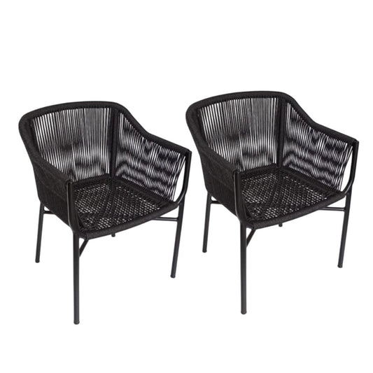 BOGART ROPE CARVER BLACK PAIR OF CHAIRS, set of 2