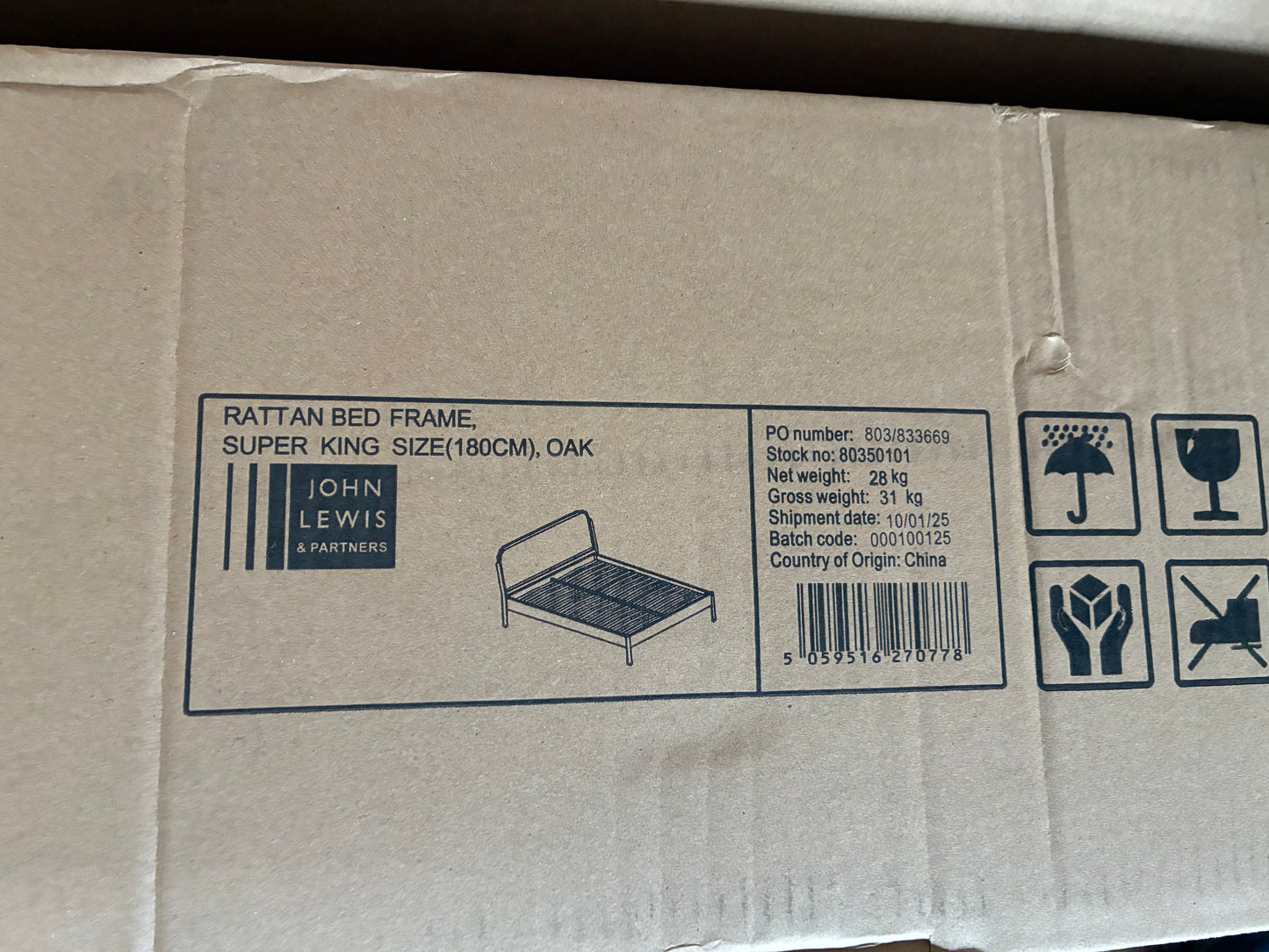 John Lewis Rattan Bed Frame, Super King Size, Oak R55