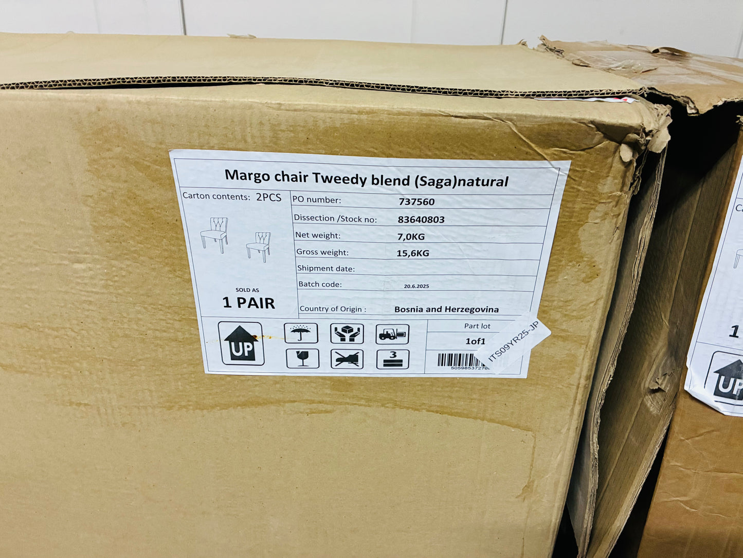 John Lewis Margo Button Back Dining Chair Brushed Tweed, Natural, Set of 4