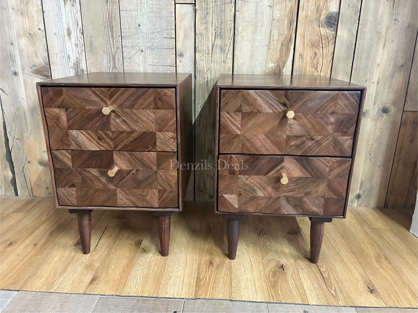 2x John Lewis  + Swoon Franklin 2 Drawer Bedside Table, Dark Brown Rrp £518