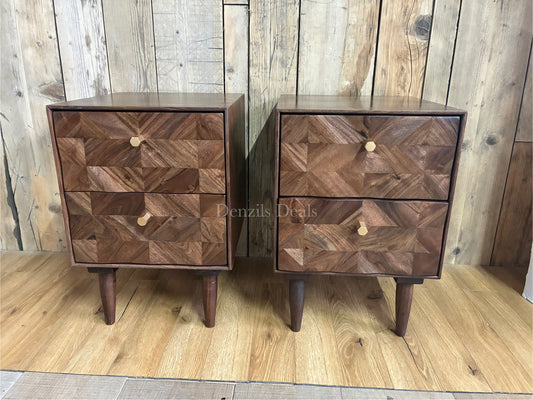 2x John Lewis  + Swoon Franklin 2 Drawer Bedside Table, Dark Brown Rrp £518