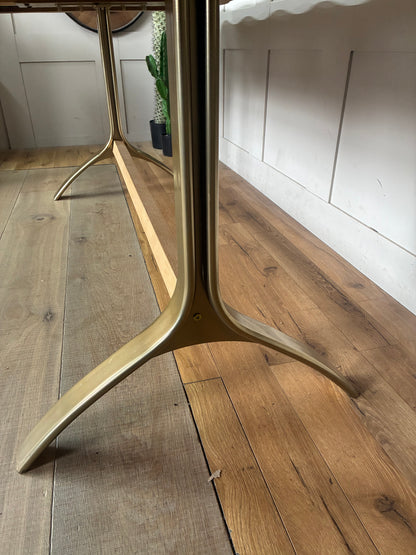 Anthropologie Caldwell Rectangular Oak Dining Table With Alternative Brass Legs R58