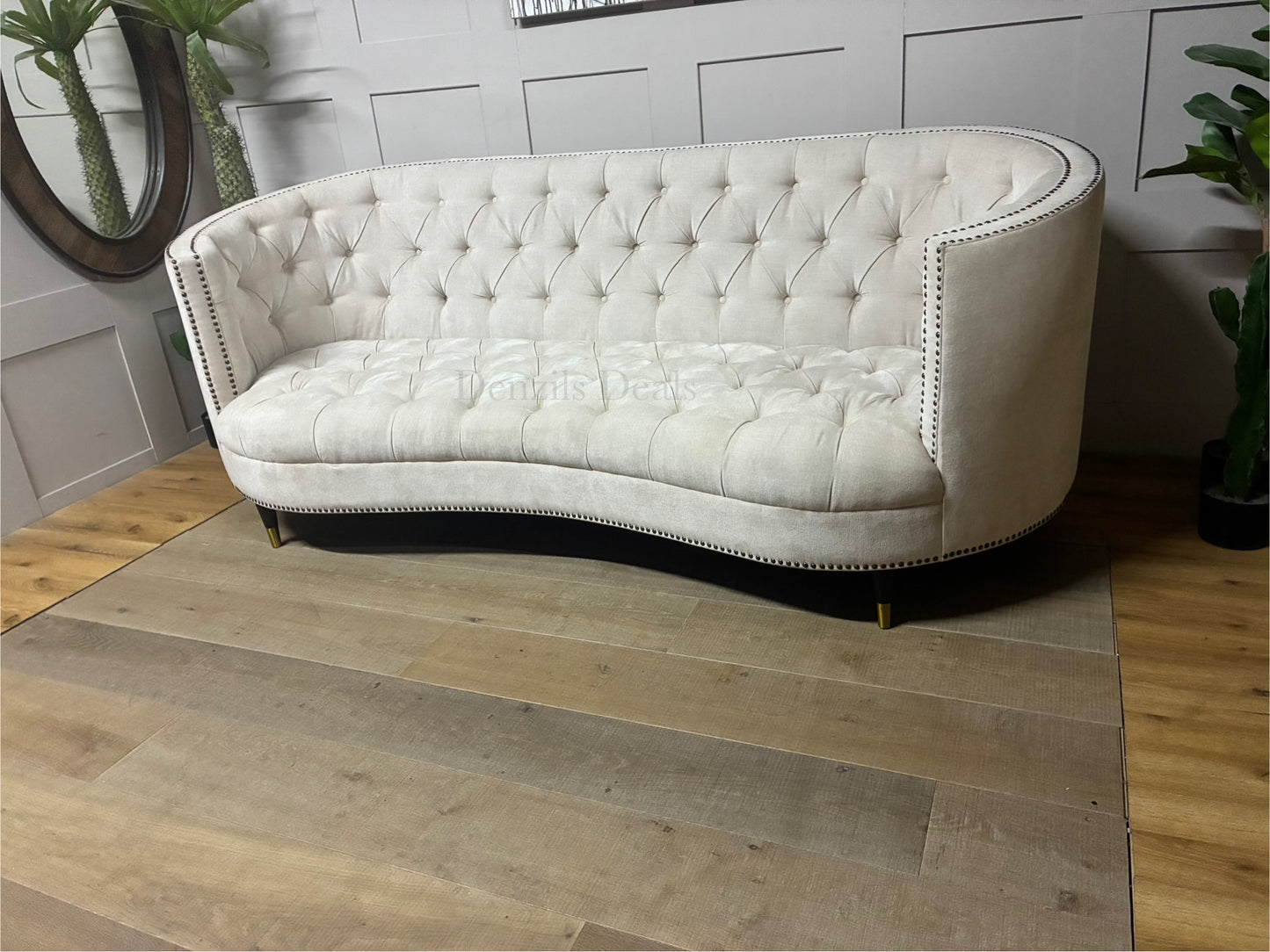 Classic Tufted Curved Back Sofa By English Georgian America