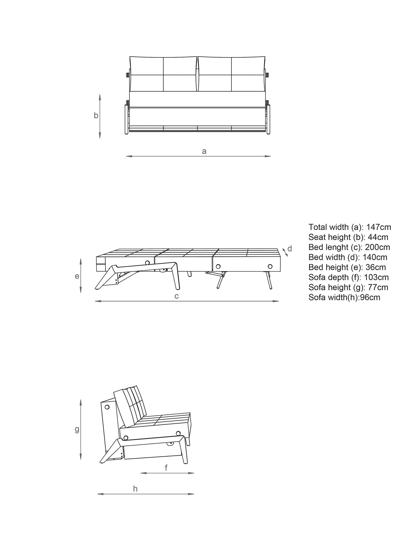Innovation Living Cubed 140 Sofa Bed, Twist Granite 565  Rrp £1499 R17