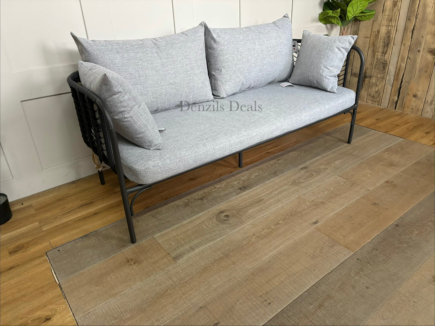 John Lewis Chevron Garden Outdoor 2 Seater Sofa Grey