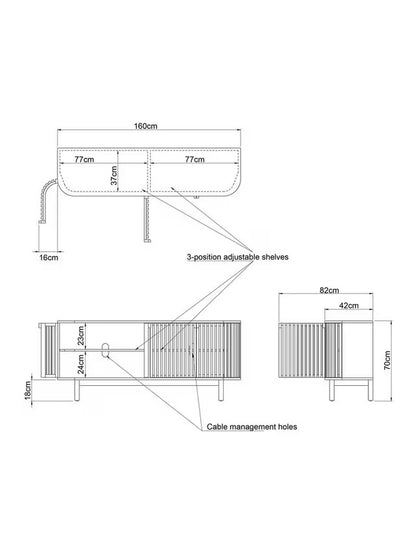 John Lewis Slatted TV Stand Sideboard for TVs up to 60", Oak Rrp £749