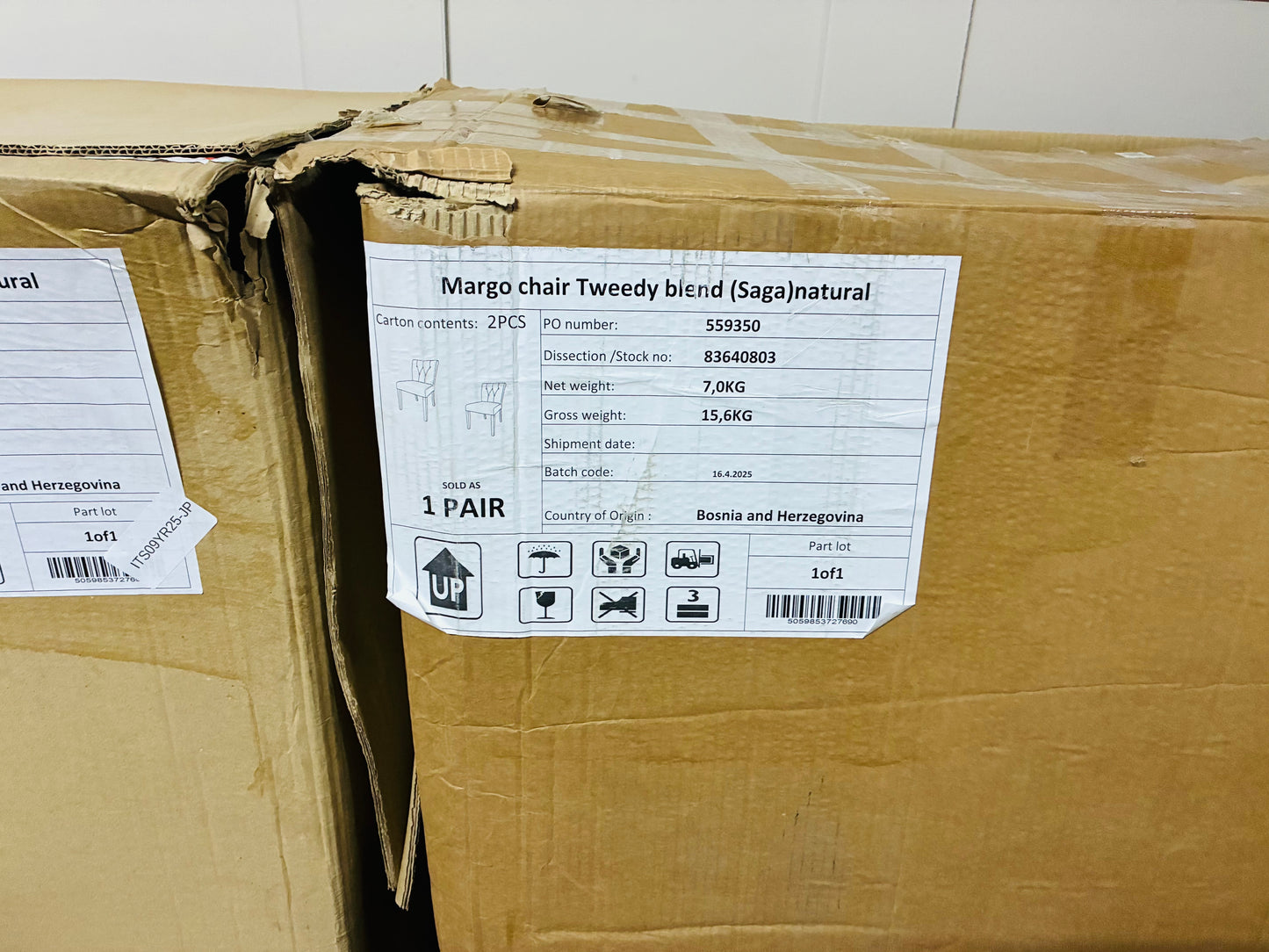 John Lewis Margo Button Back Dining Chair Brushed Tweed, Natural, Set of 4