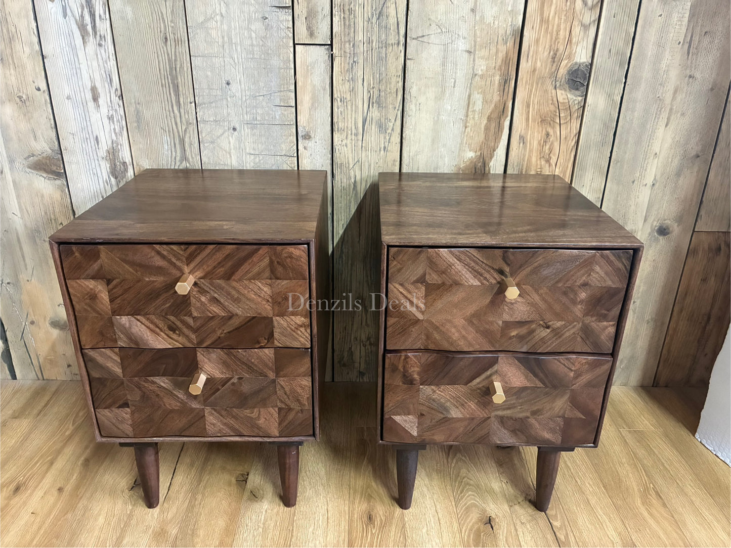 2x John Lewis  + Swoon Franklin 2 Drawer Bedside Table, Dark Brown Rrp £518