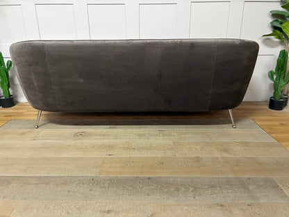 Gallery Interiors Tesoro Sofa Dark Taupe Velvet Rrp £1875 R61
