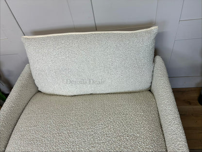Cozmo Cosy 1.5 Seater Chaise Snuggler, Ecru Boucle Natural Piping