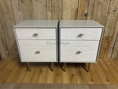 West Elm Modernist Wood & Lacquer Bedside Tables X2