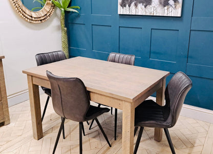 Scandinavian style rustic pine extending dining table