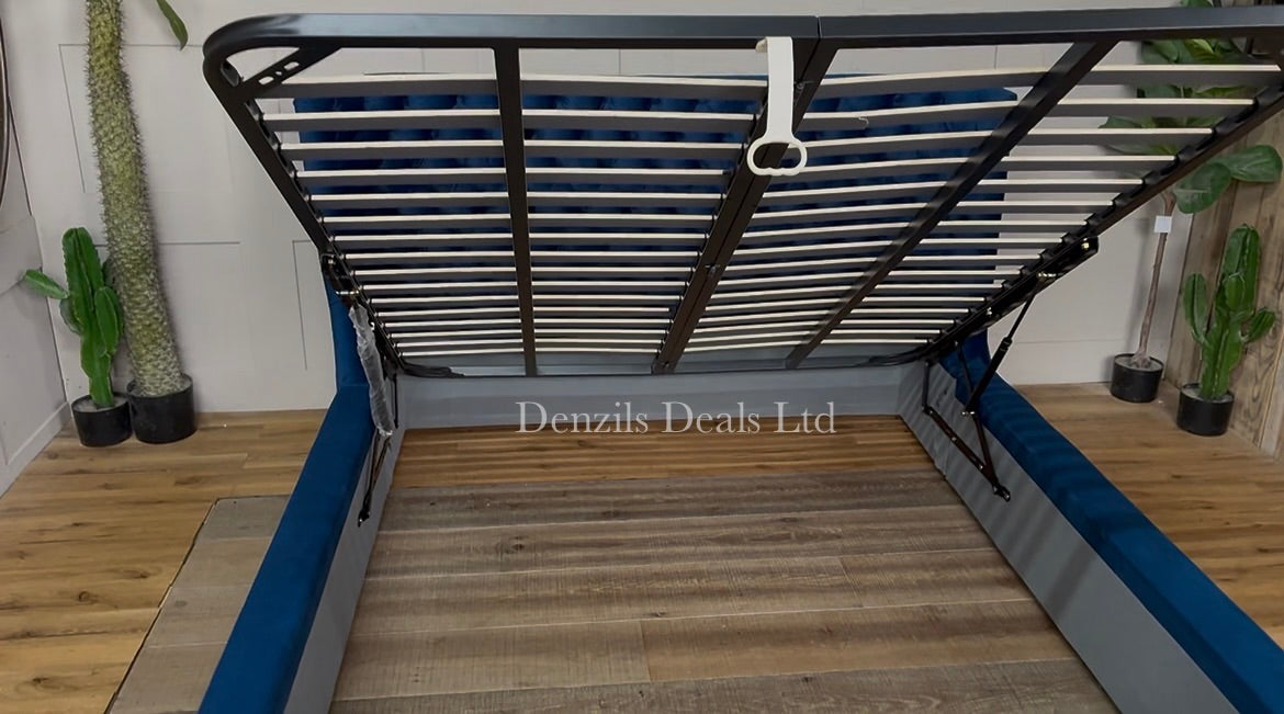 Dwell Cavendish Blue Velvet King Size Ottoman Storage Bed Frame RRP £1149