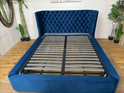 Dwell Cavendish Blue Velvet King Size Ottoman Storage Bed Frame RRP £1149