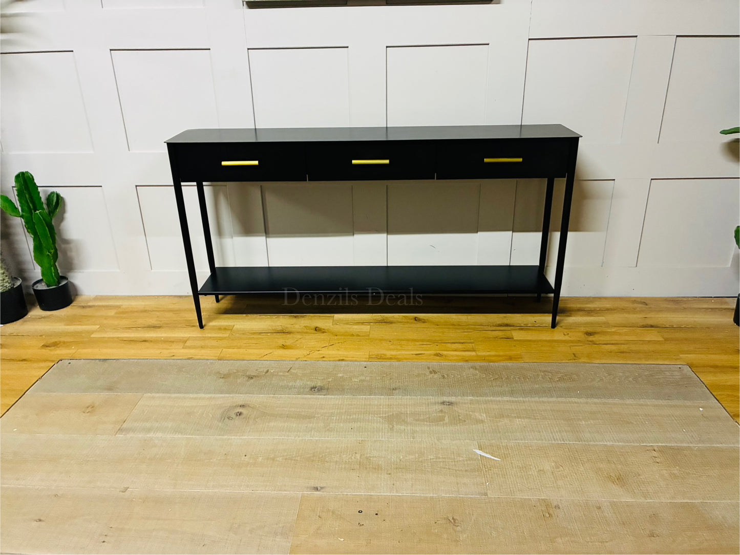 West Elm black metalwork console with 3 drawers 156.7cm Wide. Rrp £1029