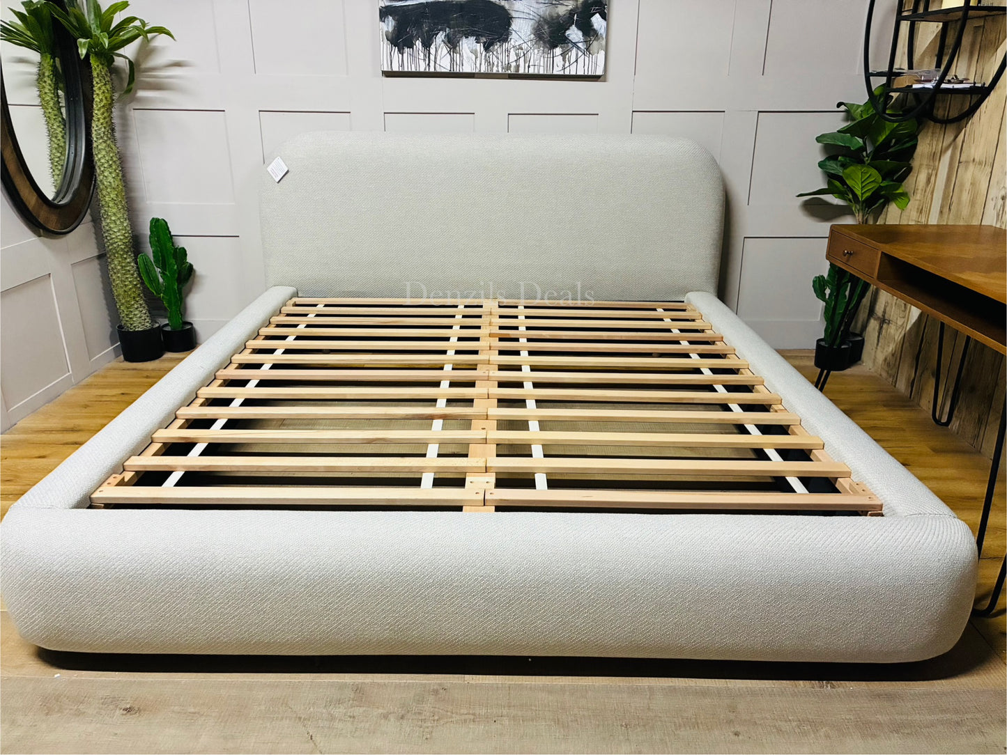 West Elm Laurent Upholstered Bed Frame, Super King Size, Natural Rrp £1699