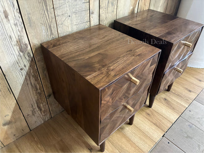 2x John Lewis  + Swoon Franklin 2 Drawer Bedside Table, Dark Brown Rrp £518