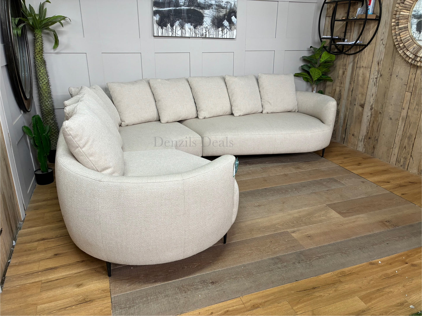 John Lewis Lozenge LHF Corner Sofa In Twisted Boucle Putty Rrp £2929